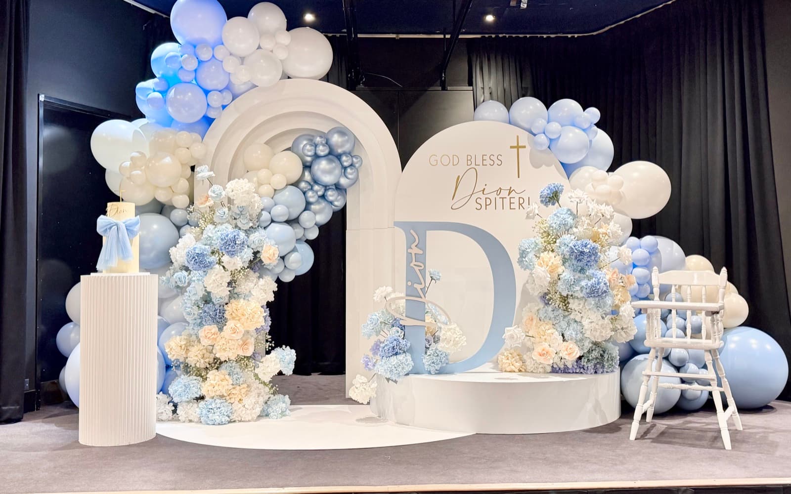 Christening and baptism event styling with elegant decorations in Melbourne